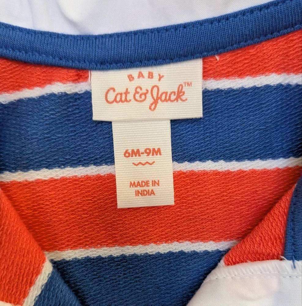 NWT Cat & Jack Red White & Blue Patriotic Stars Set of Outfits Size 6-9 Months